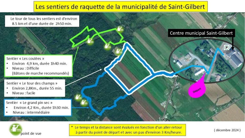 Carte des sentiers de raquette 2025